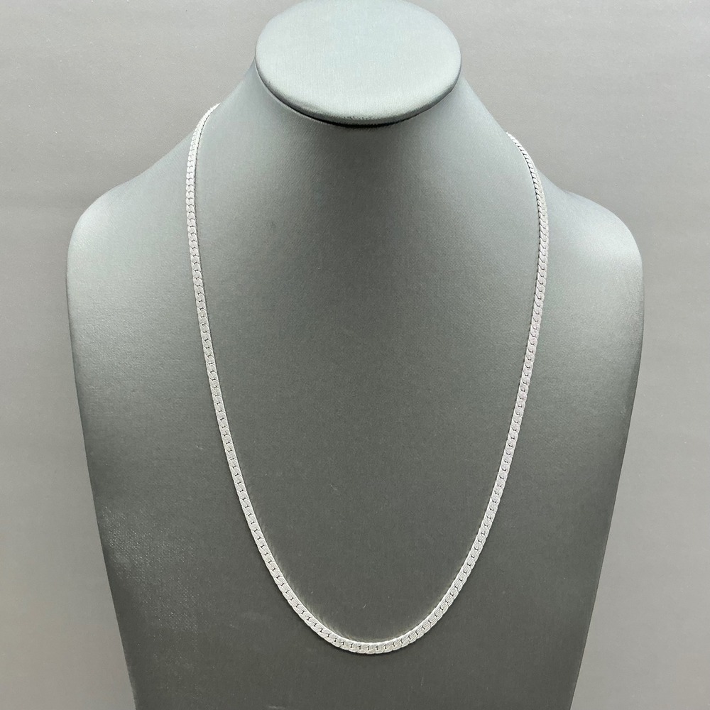 Monet Necklace Women Silver Flat Curb Chain Textured Vintage Minimalist 22"